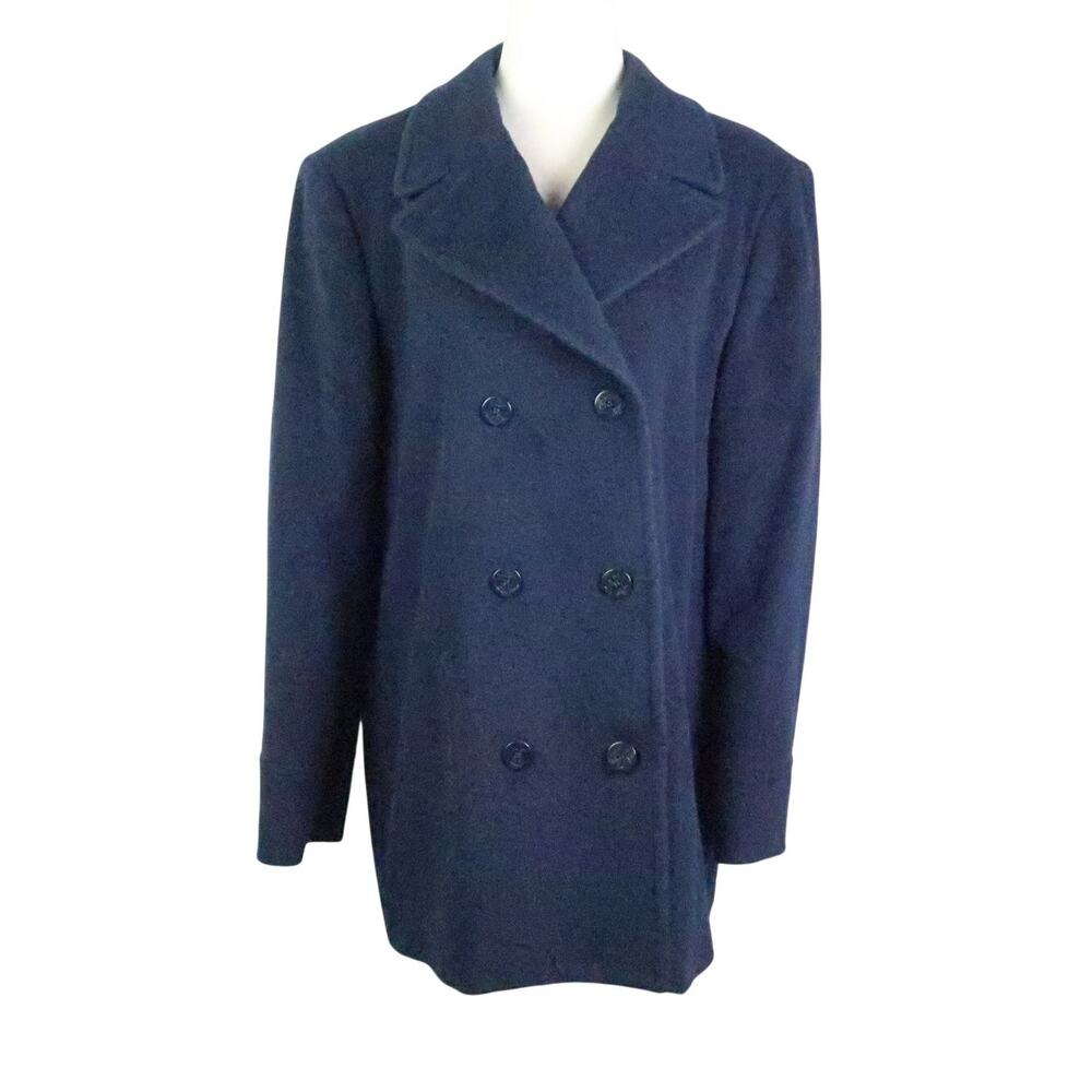 Vintage 90s Casual Corner Annex Navy Blue Wool Pea Coat L